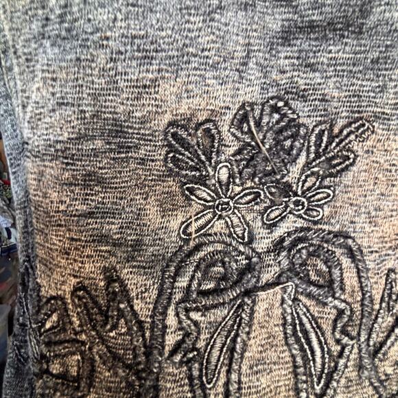 Vintage 90s Flashback Embroidered Metallic Gray Beaded Vest Floral Detail Boho - Picture 12 of 13